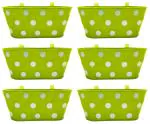 GARDEN KING Polka dot Oval Railing Planter for Balcony with Detachable Handle Plant Container Set (Pack of 6, Metal)