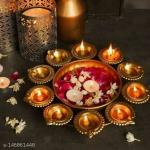 Najam Metals Diya Shaped Urli Bowl For Pooja