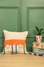 Ayuda Homes Cotton Beaded Embroidery Pillow/Sofa Cushion Cover for Bedroom, Living Room, Office (18x18-inches)