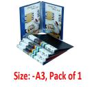 SVS A3 Size Presentation Display Book Portfolio File Folder Presentation Binders with Plastic Clear Sleeves Document Organizer, Color: Blue, Size :- A3 - Pack of 1