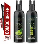 Desi Crew Amla and Olive Oil Extra Hair Regrowth Anti Hair Fall Hair Oil 100 ml Each