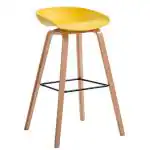 Qwqbuy Turret Bar Stool Modern Design Bar Furniture Bar Stools Plastic and Wooden Finish with a Weight Capacity of 90kg Wooden Bar Stools (Yellow)