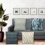 PLAN B Presents The Premium Collection of Indigo Design Cushion Covers 18 inch x 18 inch Pack of 4