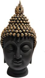 Make A Wish Snowbird Black, Golden Polyresin Poly Resin Statue Of Lord Buddha Head For Home Decor