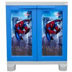 SPPL CLASSIC Liberty 2ft Spiderman Theme Plastic Wardrobe|Shoe Rack For Kids & Adults - Blue & Grey