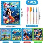 SHIVAARO Magic Water Coloring Doodle Book & Magic Pen Reusable Magic Water Quick Dry Book Water Coloring Book Pen Painting Board For Children Education Drawing Pad (Pack of 4)