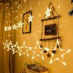 MyHomesWorld 6 + 6 Stars 138 Led Curtain String Lights Window Curtain Lights with 8 Flashing Modes Decoration for Christmas, Wedding, Party, Home, Patio Lawn Warm White
