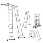 Corvids 12 ft (12 steps) Portable & Compact Folding Aluminium Multipurpose Super Step Ladder with Multi-postion safety locking hinges and wheels Ideal for Home & Industrial purpose (Capacity 120kg)