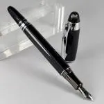 GOLD LEAF Baoer 79 Starwalker Black Fountain Pen with Silver Trim Checked (Black)