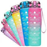 KIRMIT Premium 1000ml Unbreakable plastic Water Bottle with motivation marker for Men Women Kids | BPA free | Leak-Proof | Time marker |for Home Office Gym Fridge Travelling