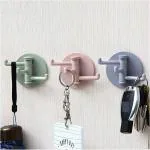 V2H Wall Hanging Hook with 3 prongs Plastic Abs Seamless Hook Adhesive Rotatable/ Portable Strong Stick Indoor/Outdoor Hanger Load Bearing Hook1 Pcs