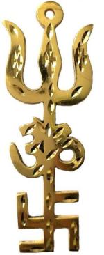 Shiv Mart Brass Trishakti Yantra Swastik, Om And Trishul