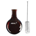 ABGIL Borosilicate Glass Amber Color Boiling Flask (Round Bottom) With I/C Joint and Compatible Cleaning Brush Capacity 100ml