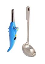First Front Dolphine Shape Electric Gas Lighter With Stainless Steel Chamcha Spoons and Multicolour, Pack of 2