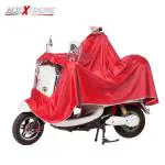 AllExtreme EX668RR Rain Coat Water Resistant Nylon PVC Hooded Full Body Raincoat Suit Motorcycle and Scooter Waterproof Poncho Jacket for Adults (Red)