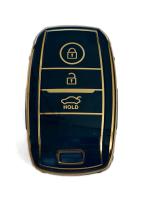 Cloudsale Gold, Black Car Key Cover For Kia Seltos 3 Button Smart Key