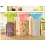 Inditradition 3 Sections Airtight Stackable Plastic Storage Containers | for Cereal and Food Grain Storage, Set of 3 (1500 ml each)