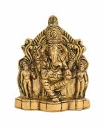 BHARAT HA Ram AT Kalarambh Brass Shani Dev Statue God Shani Maharaj Idol Murti for Home Temple Puja Decor Handicraft Medium Art (5.9 x 3 x 6.8 inches, Yellow)