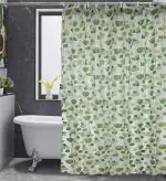 CASA-NEST PVC Floral Tulip Shower/partition Curtain with 8 Hooks (4.5feetx7feet), (54x84 Inches), Green, Waterproof CS Tulip 007
