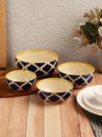 VarEesha's Hand Crafted Blue Moroccan Ceramic Bowls Set of Four Serveware Serving Bowls Serving Dishes