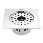 Ruhe Air Flat Cut Square Floor Drain | 304-Grade Stainless Steel Floor Trap | 5 x 5 inches | Floor Drain with Cockroach Trap/Jali, Lock & Hole