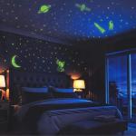 HAPPINY Vinyl Fluorescent Night Glow in the Dark Star Space Wall Sticker
