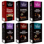 Colombian Brew Assorted, High Caffeine Espresso, Vanilla, Hazelnut, Caramel, Cinnamon, Double Chocolate Mocha, Blueberry Chocolate Mocha, Mint Chocolate Mocha Instant Coffee Powder, No Sugar 50g Each