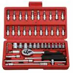 SRJMH 46 in 1 Piece Tool Kit and Motorcycle Tool Box Set Socket Wrench Hardware Hand Tools
