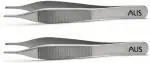 Alis Stainless Steel Adson Tissue Forceps 5 Inch 1X2 Rat Tooth Forcep Ce (Pack Of 2)