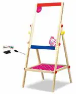 Toyshine Kids 2 in 1 Black/WhiteWooden Easel with Chalkboard , Double Sided Board