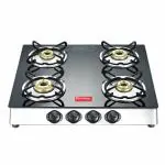 Prestige Glass Top Marvel SS Open Gas Table (Black) GTM 04, 4 Burner