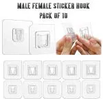 KATHIYAWADI Self Adhesive Waterproof Magic Male Female Wall Sticker Hook Clothing Hanging Towel Hanger for Kitchen, Bathroom, Utensil Hook Holder Wall Hooks (10)