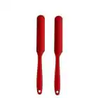 Ramkuwar Silicone Jar Mixing Scraper Spatula with Long Handle for Peanut Butter Jam Spreader (Red) - Pack Of 2