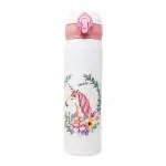 unya Stainless Steel Unicorn Design Vacuum Bottle with Leakage Proof Lid (500ml) (White)