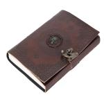 ALCRAFT Real Leather Green Stone Brown Embossed Handmade Diary with Metal Lock -Size of (H) 10*(L) 7* Brown