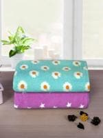 Cortina Microfiber Bath Towel 2 Piece Towel Set, 300 GSM (Turquoise & Purple)