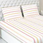 Haus & Kinder Bedsheet for Double Bed, Elastic Fitted Queen Size | 186 TC 1 Fitted Elastic Bed Sheet for Double Size Bed and 2 Pillow Covers (60 X 78 Inches + 13 Inches Deep Pocket) | Pink Spectrum