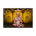 Dharvika Innovations Multicolor Vinyl Shri Swami Samarth Ji Sparkle Coated Self Adhesive Waterproof Painting Without Frame - 24 X 36 Inch
