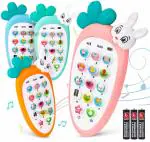 KAYOKO Mobile Phone Toys for Kids Smart Phone Cordless Feature Rabbit Mobile Musical Sound Toys with Smart Light Battery Operated Birthday Gifts for Girls Boys