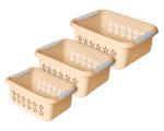 Kuber Industries Multipurpose Rectangle Shape Plastic Storage Basket for Kitchen, Fruit Basket, Office Table, Storage Organizer Small, Medium, Large Pack of 3 (Beige)