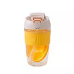 Yelona Reusable 500 ML Glass Coffee and Tea Mug with 2 in 1 Sipper Straw Lid and Lock Thick Microwave Safe Borosilicate Glass Tumbler Leak Proof Travel Cup for All Hot and Cold Beverages - Yellow
