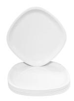 Mehul Plastic Square Shape Quarter Plates Side/Half Plates Set, Microwave Safe, BPA Free, Food Grade, Unbreakable Plates. Set of 6, Size- 17.5 cm X 17.5 cm Color - White
