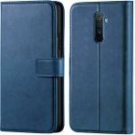 Slugabed Flip Cover Back Case for Realme X2 Pro | Leather Finish | Inbuilt Stand & Pockets | Wallet Style Flip Back Case Cover for Realme X2 Pro (Blue)