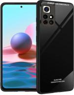 Xykos Black Silicon Mirror Glass Shockproof Bumper Case Cover for Poco M4 Pro 5G