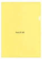 Shining Zon L Folder File A4 Size Durable Clear Transparent Plastic File Folders Paper Holders Organizer Document Sleeves for Protection Suitable for School, Offices & Projects (Pack of 100 Yellow Colour)
