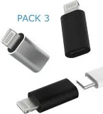 Nory 3Pack USB C to Lightning Adapter Apple Lightning to Type C Adapter for iPhone iPad Support Charger+Data Sync Adapter Compatible with iPhone 13/12/11 Pro Max/X/XR/XS/8/7/6 to Car Charger Adapter