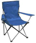 Inditradition Folding Garden Chair with Arm Rest & Glass Holder | Ideal for Camping, Picnic, Travelling, Lawn, Patio for Adults (Metal, Blue, 40 x 50 cm)