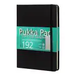 Pukka Pad A5 Size Black Single Line Ruled Notebook Journal 192 Pages Cream Acid-Free Paper Lay Flat Elasticated Closure Black Soft Cover Range