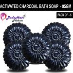 BADA HAIR Activated Charcoal Bath Soap for Deep Clean and Anti-pollution Effect, 100g (Pack of 5) | Made in India