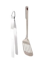 First Front Stainless Steel Roti Chimta Tong With Stainless Steel Cooking Kitchen Spoons Egg Palta and Multicolour, Pack of 2
